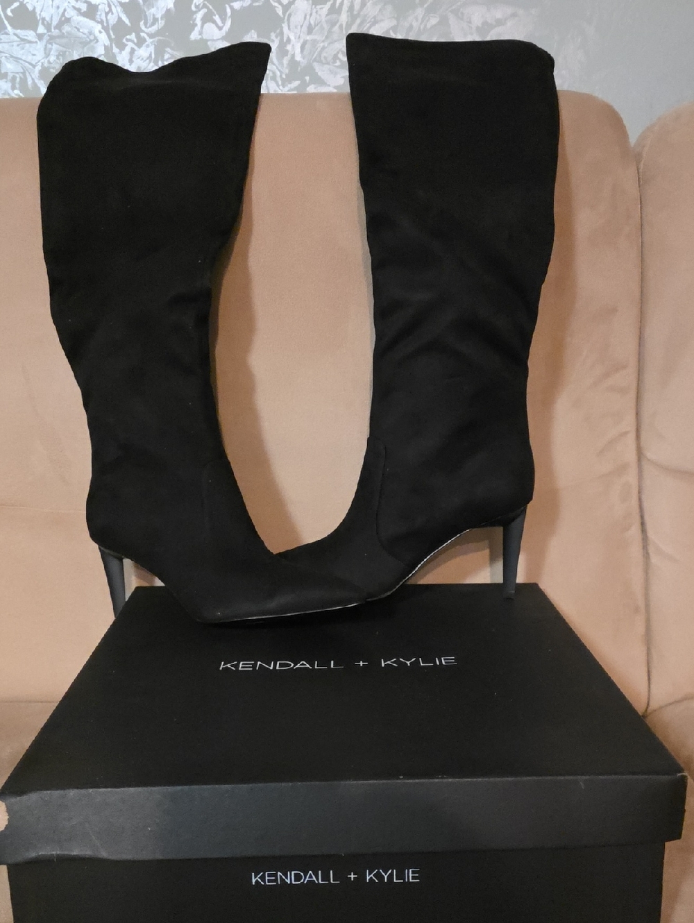 Kendall & Kylie Tall Black Stiletto Over-the-Knee Boots